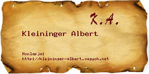 Kleininger Albert névjegykártya